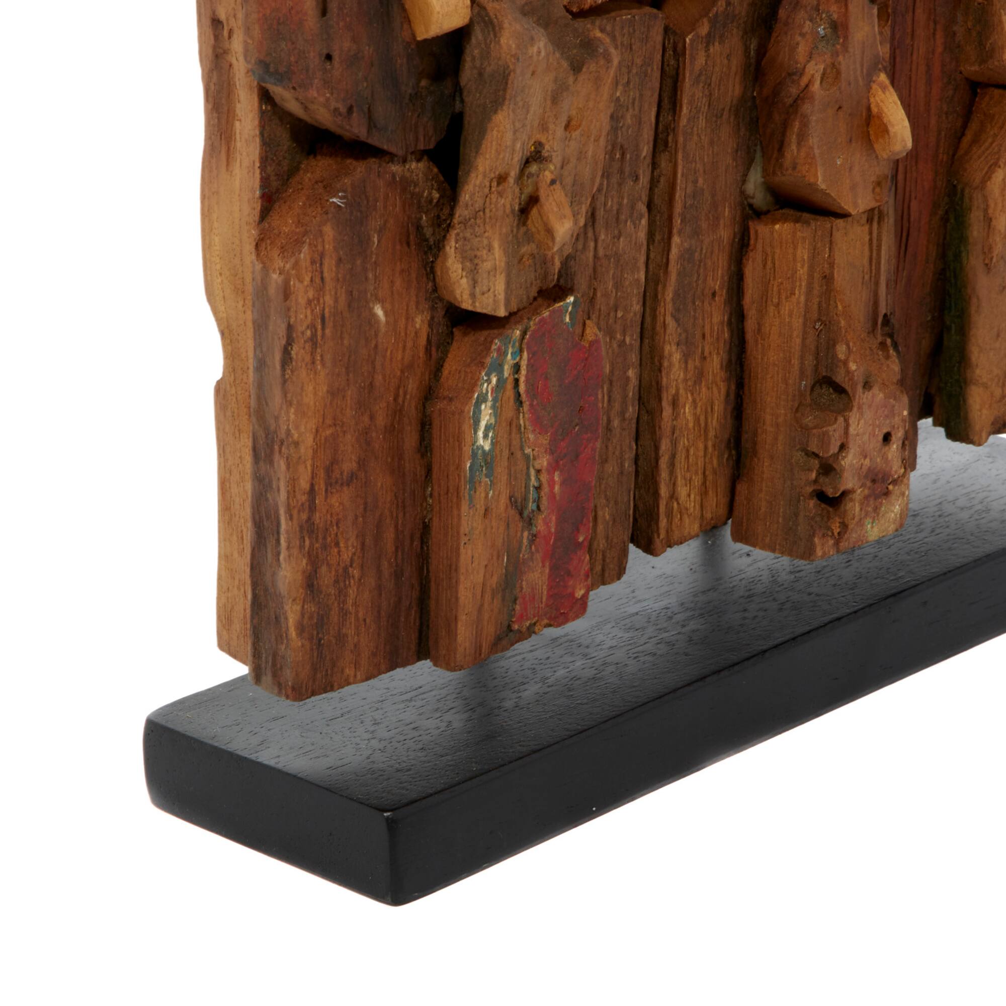16" Brown Teak Wood Natural Abstract Sculpture